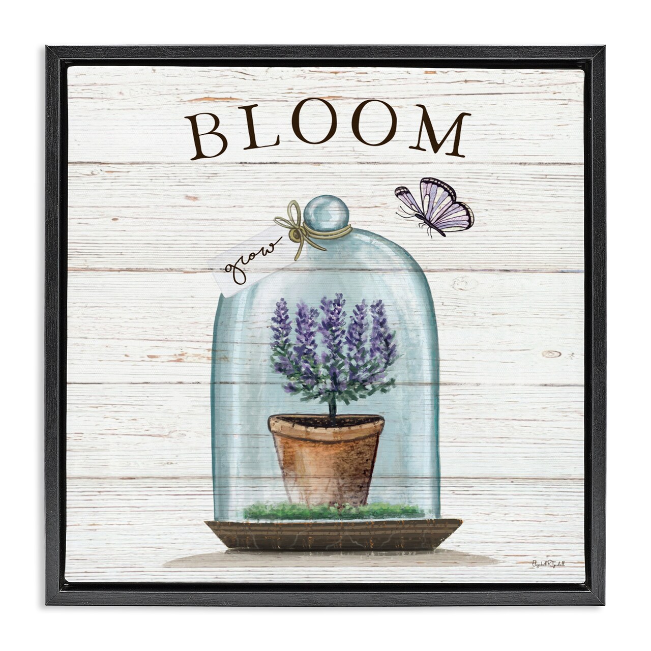 Stupell Industries Cottage Bloom in Bell Jar Floating Frame, design by Elizabeth Tyndall